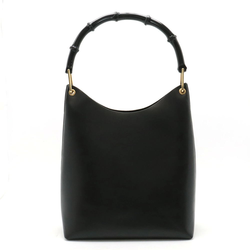 Gucci Bamboo Shoulder Bag Hobo Leather Black Pouch